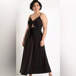 Eloquii Black Tie-Front Maxi Dress